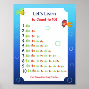 Leren tellen tot 10 poster voor kinderen