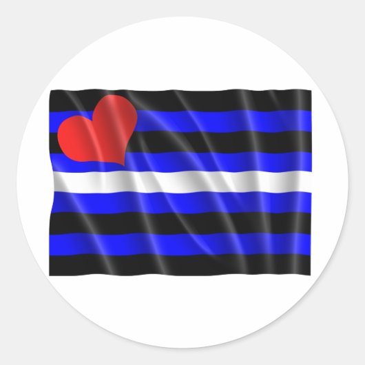 LEREN VLAG GOLVEND RONDE STICKER (Voorkant)