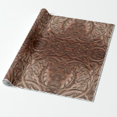 Leren western cowboy stijl met gereedschap bewerkt cadeaupapier (Uitgerold)