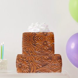 Leren western cowboy stijl met tooling naturel uit cadeaupapier