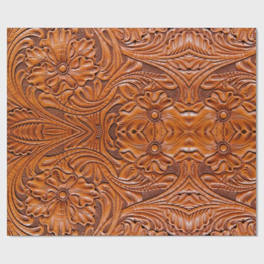 Leren western cowboy stijl met tooling naturel uit cadeaupapier (Vlak)