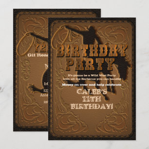 Leren Western Wild West Cowboy Verjaardagsfeestje Kaart