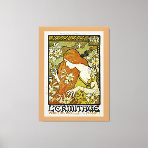 L'Ermitage Art Nouveau Floral Canvas Afdruk