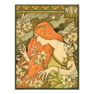 L'Ermitage Franse Nouveau Vrouw op Veld van Bloem Foto Afdruk