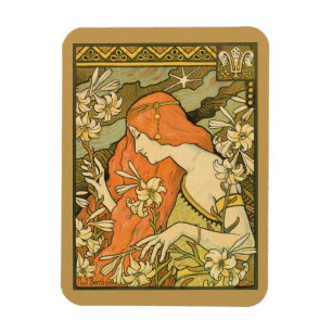 L'Ermitage Franse Nouveau Vrouw op Veld van Bloem Magneet