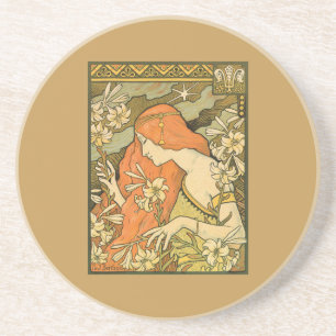 L'Ermitage Franse Nouveau Vrouw op Veld van Bloem Zandsteen Onderzetter