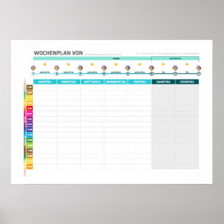 Lernuhr Zubehör Jahreskalender en Wochenkalender Poster