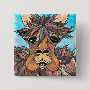 Leroy de knop Llama Vierkante Button 5,1 Cm