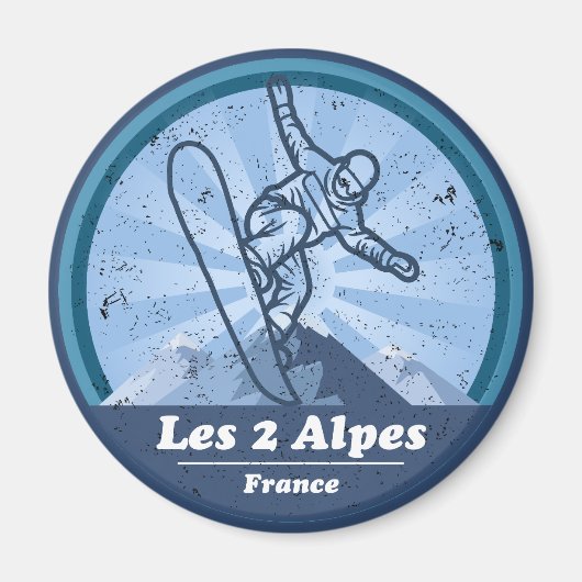 Les 2 Alpes Ski Resort - Snowboard Magneet (Voorkant)