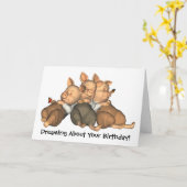 Les 3 Petits Chiens Qui Rêvent Carte Anniversaire (Fleur jaune)