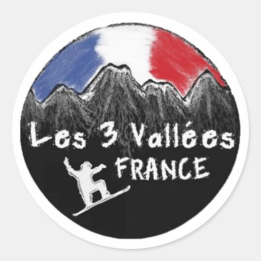 Les 3 Vallées France sticker snowboarder (Devant)