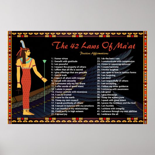Les 42 Lois De Maat - Poster Des Affirmations Posi (Devant)