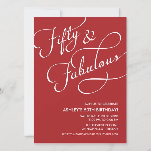 Les 50 Red et les fabuleuses invitations d'anniver (Devant)
