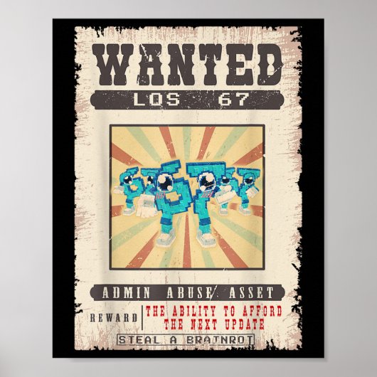 Les 67 Brainrot Funny Wanted Poster Pour Garçons E (Devant)
