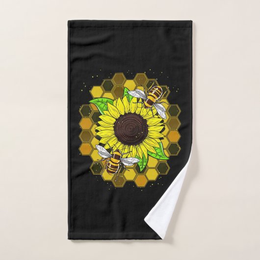 Les abeilles de tournesol hippie (Serviette à main)