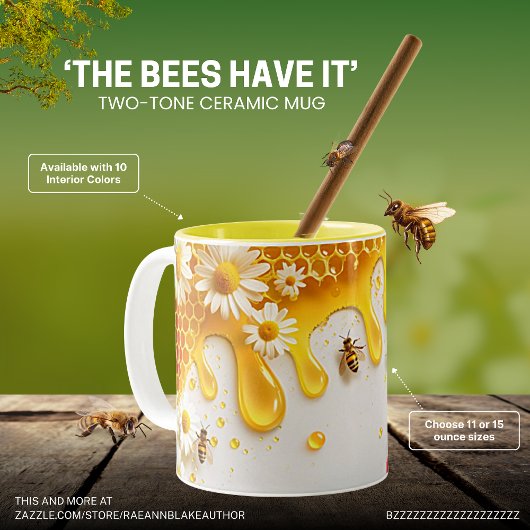 "Les abeilles l'ont" Mug en céramique bicolore