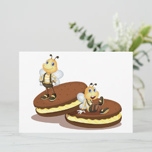 Les abeilles Sur Deux Biscuits Invitations