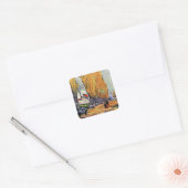 Les Alyscamps van Van Gogh. Autumn landschap Vierkante Sticker (Envelop)