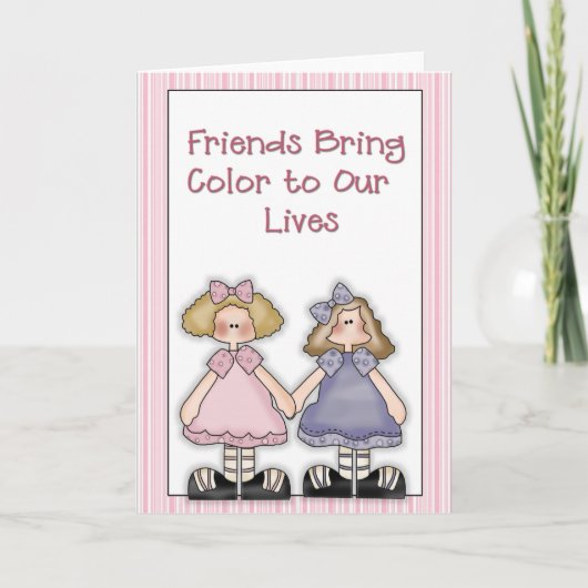 Les amis apportent une carte de voeux couleur (Devant)