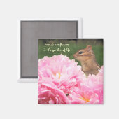 Les amis sont des fleurs Citation Chipmunk Magnet (Recto/Verso)