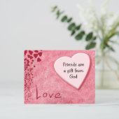 Les amis sont un cadeau de Dieu Coeurs Carte posta (Debout devant)