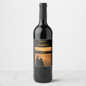 Les amoureux au Sunset Lake Wine Étiquette (Devant)