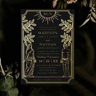 Les Amoureux Carte de Tarot Mariage Mystique Noir