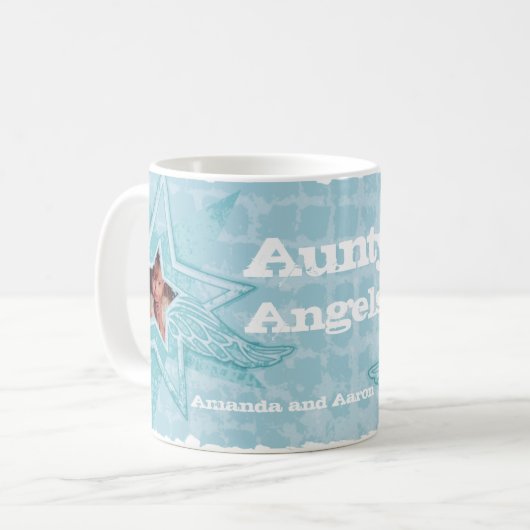 Les anges de Tante dans les étoiles mug bleu glace (Devant gauche)
