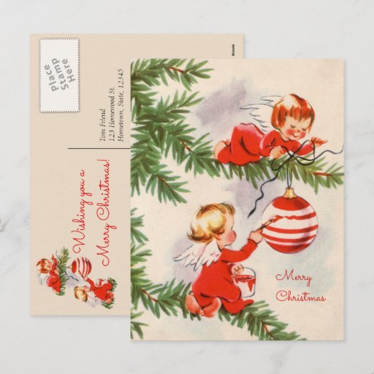 Les anges décorant la carte postale de l'arbre de (Devant / Derrière)