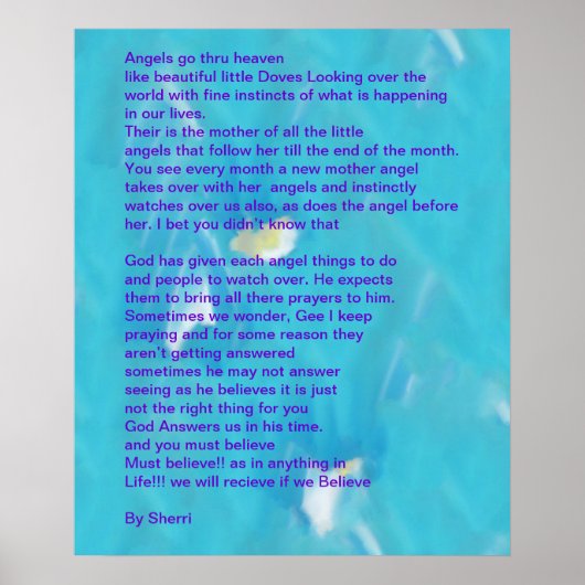 Les anges traversent le ciel Poème Poem Poster (Devant)