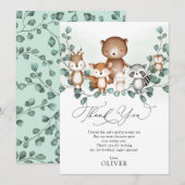 Les animaux de la forêt boisée Carte de remercieme (Devant / Derrière)