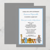 Les animaux de la jungle Invitations du Baby showe (Devant / Derrière)