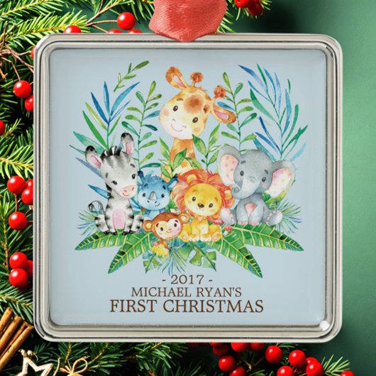 Les animaux de la jungle Premier ornement de Noël 