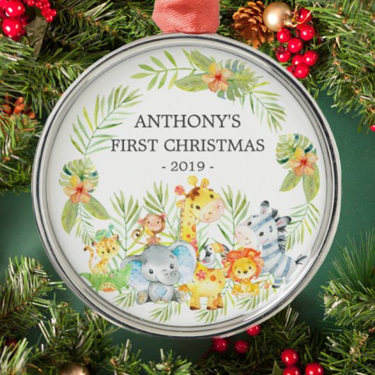 Les animaux de la jungle Premier ornement de Noël