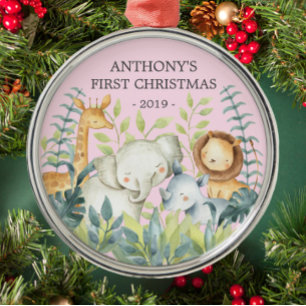 Les animaux de la jungle Premier ornement de Noël 