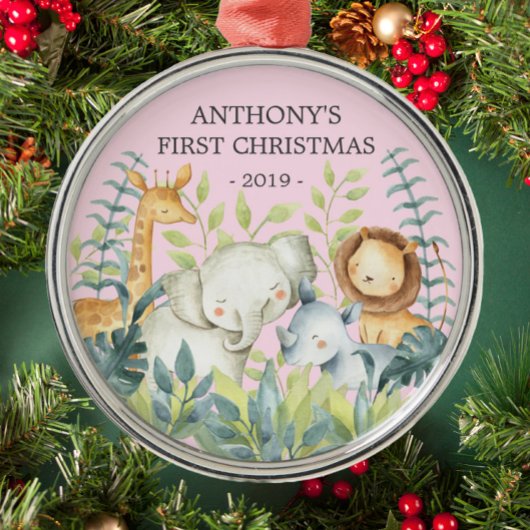 Les animaux de la jungle Premier ornement de Noël 