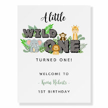 Les animaux de la Jungle Wild One Birthday Affiche