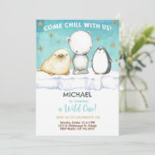 Les animaux de l'Arctique sont invitations d'anniv (Debout devant)