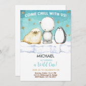 Les animaux de l'Arctique sont invitations d'anniv (Devant / Derrière)