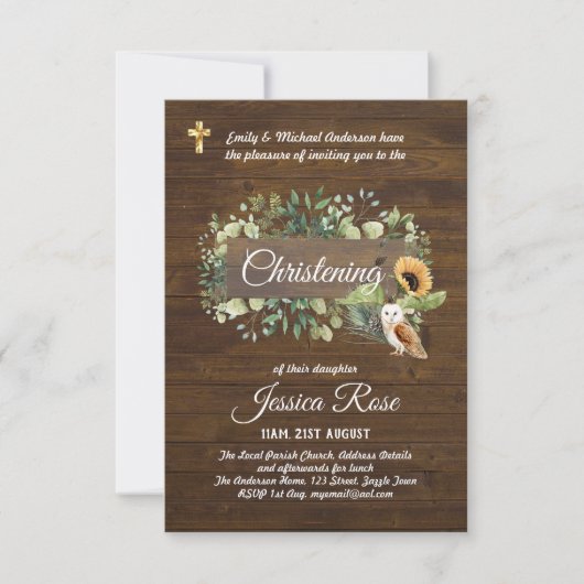 Les animaux des bois Christening Invitation Baptêm (Devant)