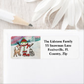 Les animaux des bois Snowman Étiquettes de adresse (En situation)