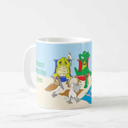 Les animaux marins sur la Mug de plage sur mesure (Devant gauche)
