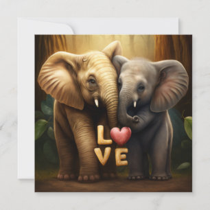 Les animaux mignons en carte amour