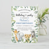 Les animaux Safari garçon invitation d'anniversair (Debout devant)