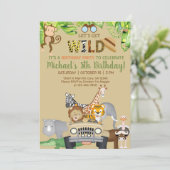 Les animaux Safari garçon invitation d'anniversair (Debout devant)