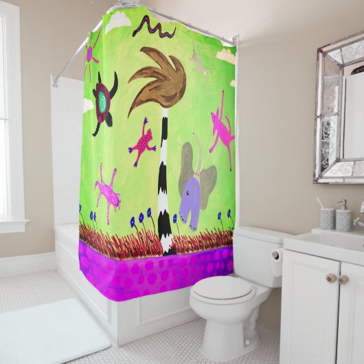 Les Animaux Sur Le Rideau De Douche Vent (En situation)