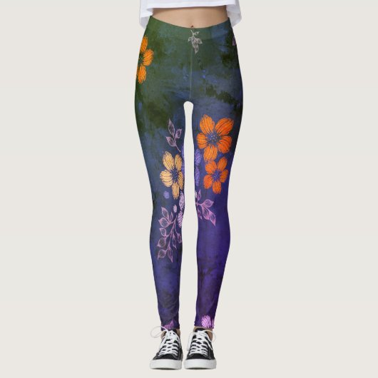 les années 70 Jardin folklorique - Leggings bleus (Devant)