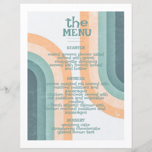 les années 70 menu Mariage arc-en-ciel Vintage