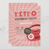 les années 70 Musique rétro Invitation de fête d'a (Devant / Derrière)