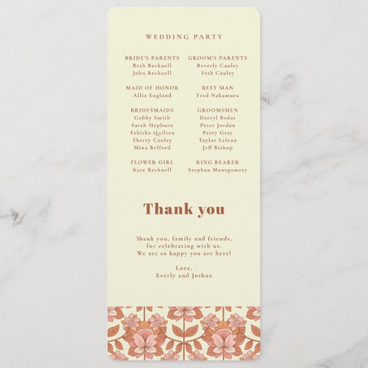 les années 70 programme de mariage orange inspiré  (Dos)